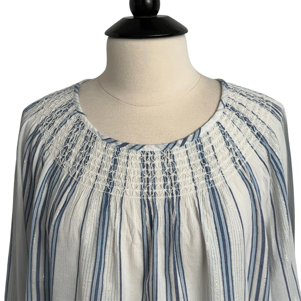 Crown & Ivy Women's Long Raglan Sleeve Smocked Neck Top - Picture 2 of 8